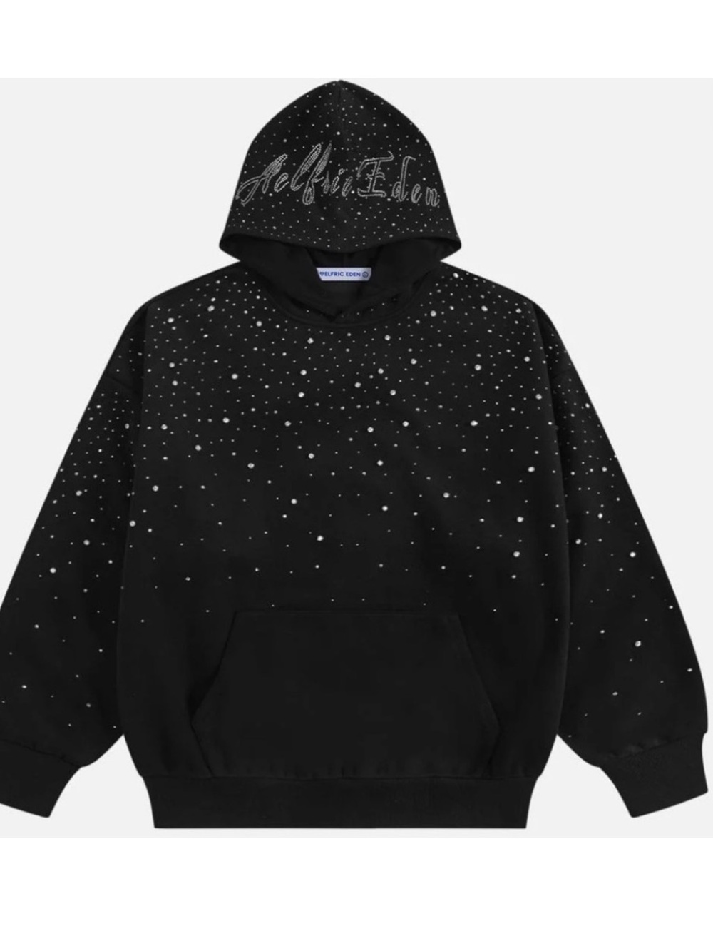 Aelfric Eden Black Hoodie with Silver Star Studs